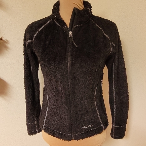 Marmot Black Fuzzy Zip Up Jacket - Picture 1 of 5